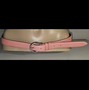 Lands' End Pink/ Coral Textured Leather Belt  Women's Size 34 Solid Brass Buckle
